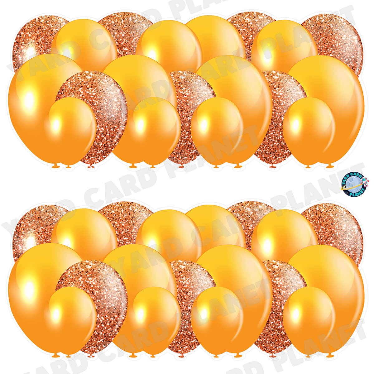 Orange Solid and Glitter Pattern Balloon Panels Half Sheet Yard Card Set