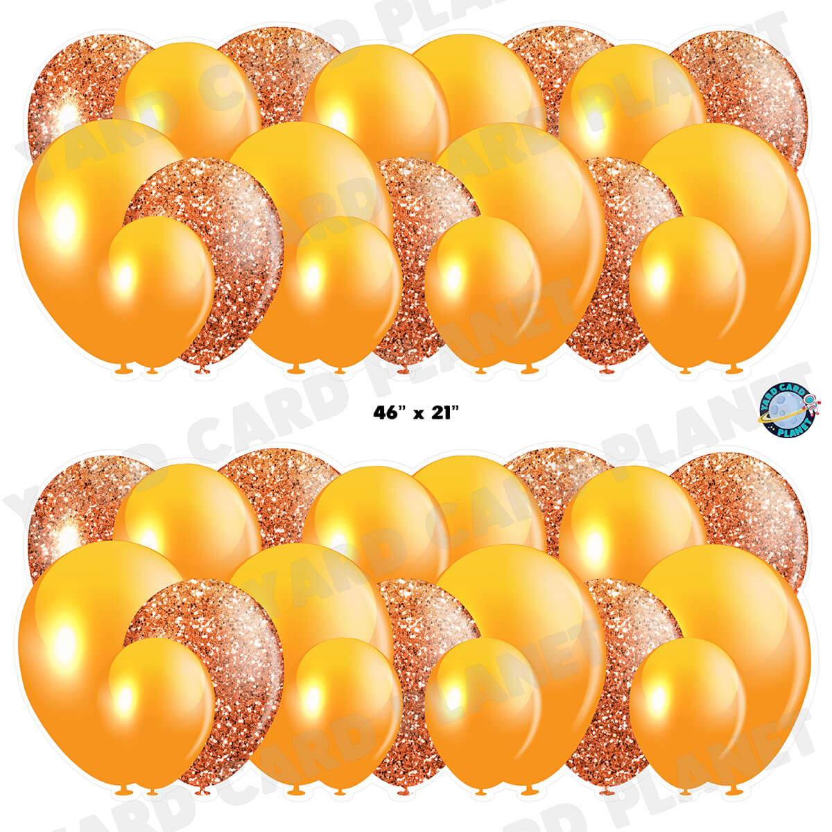 Orange Solid and Glitter Pattern Balloon Panels Half Sheet Yard Card Set