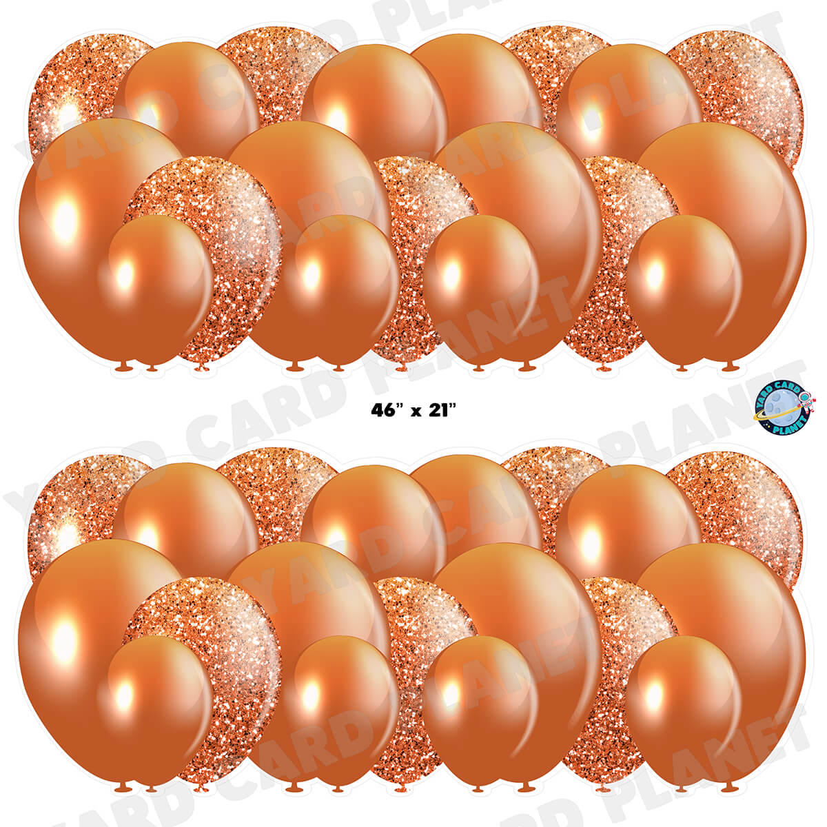 Burnt Orange Solid and Glitter Pattern Balloon Panels Half Sheet Yard Card Set