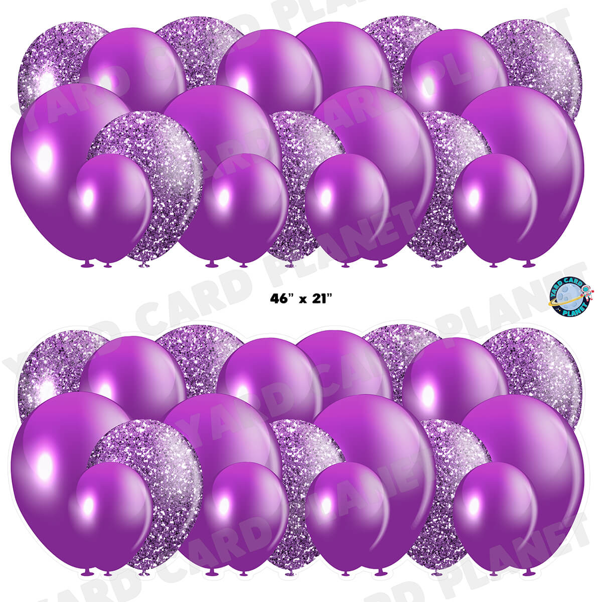 Purple Solid and Glitter Pattern Balloon Panels Half Sheet Yard Card Set
