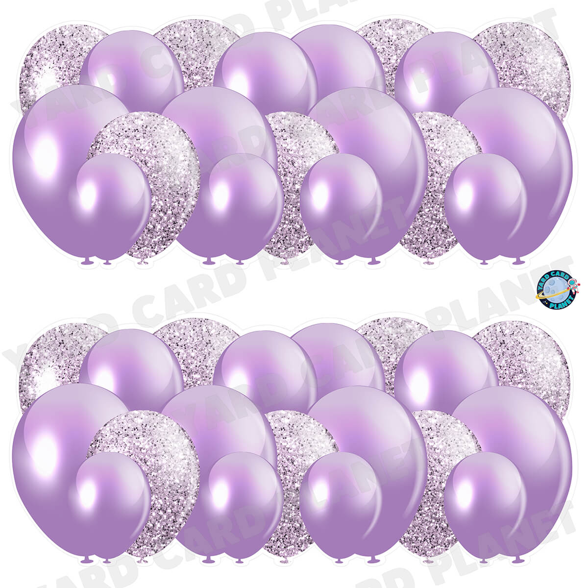 Light Purple Solid and Glitter Pattern Balloon Panels Half Sheet Yard Card Set