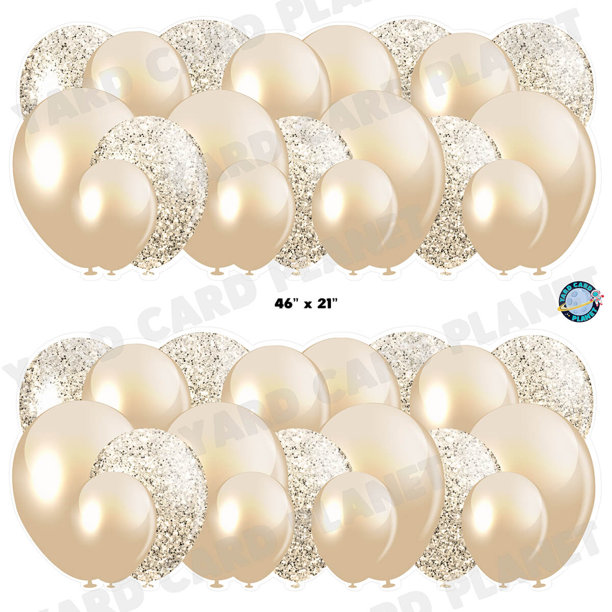 Tan Solid and Glitter Pattern Balloon Panels Half Sheet Yard Card Set
