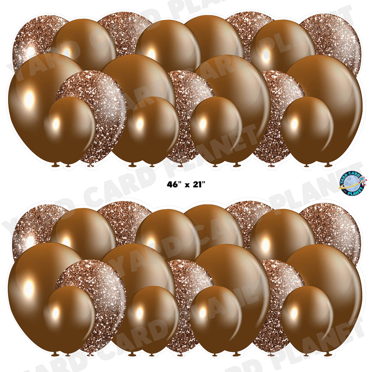 Brown Solid and Glitter Pattern Balloon Panels Half Sheet Yard Card Set
