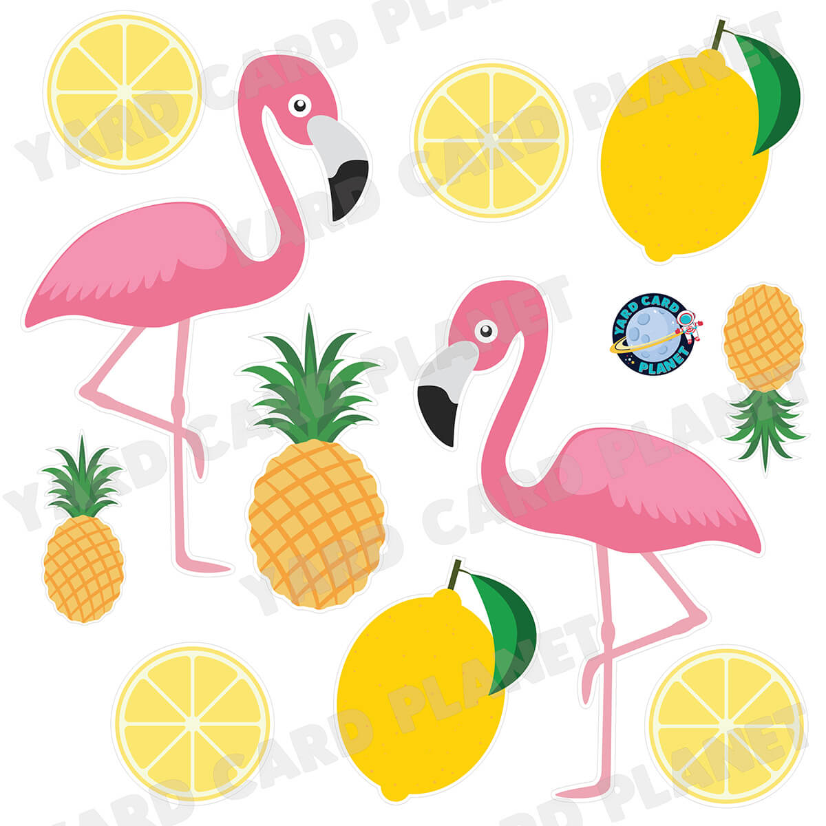 Tropical Flamingos Half Sheet Yard Card Flair Set