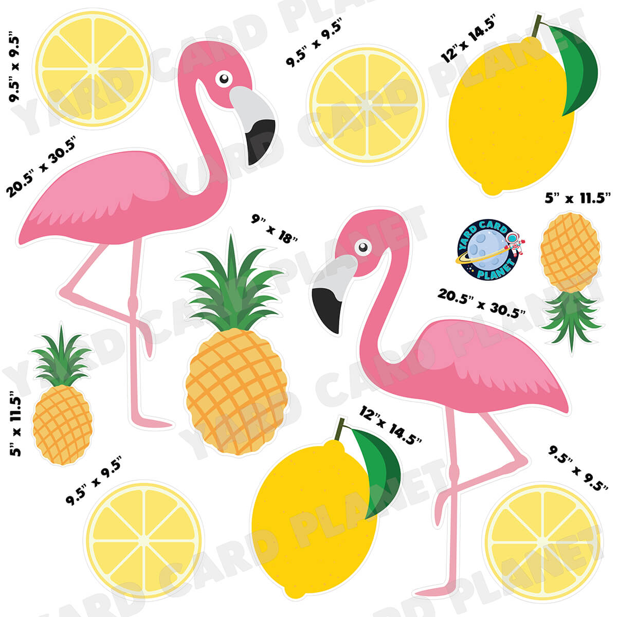 Tropical Flamingos Half Sheet Yard Card Flair Set