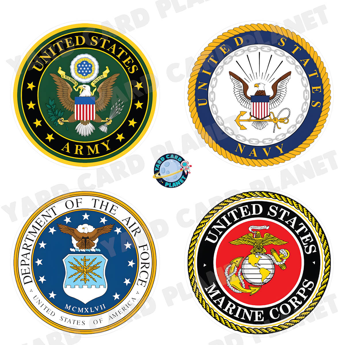 Military Branch Emblems Half Sheet Yard Card Flair Set