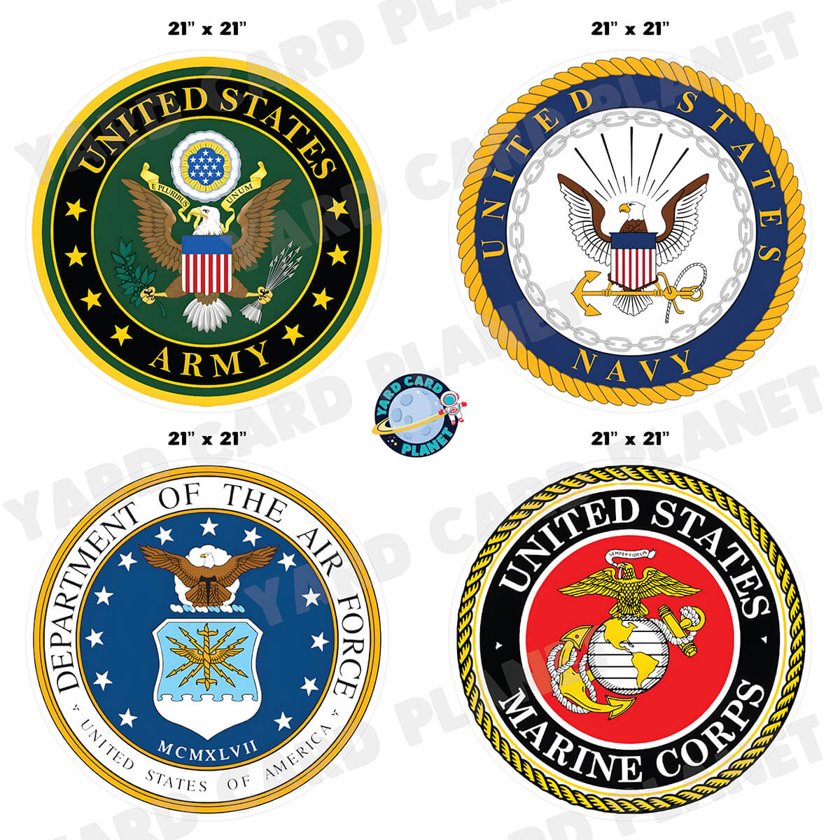 Military Branch Emblems Half Sheet Yard Card Flair Set