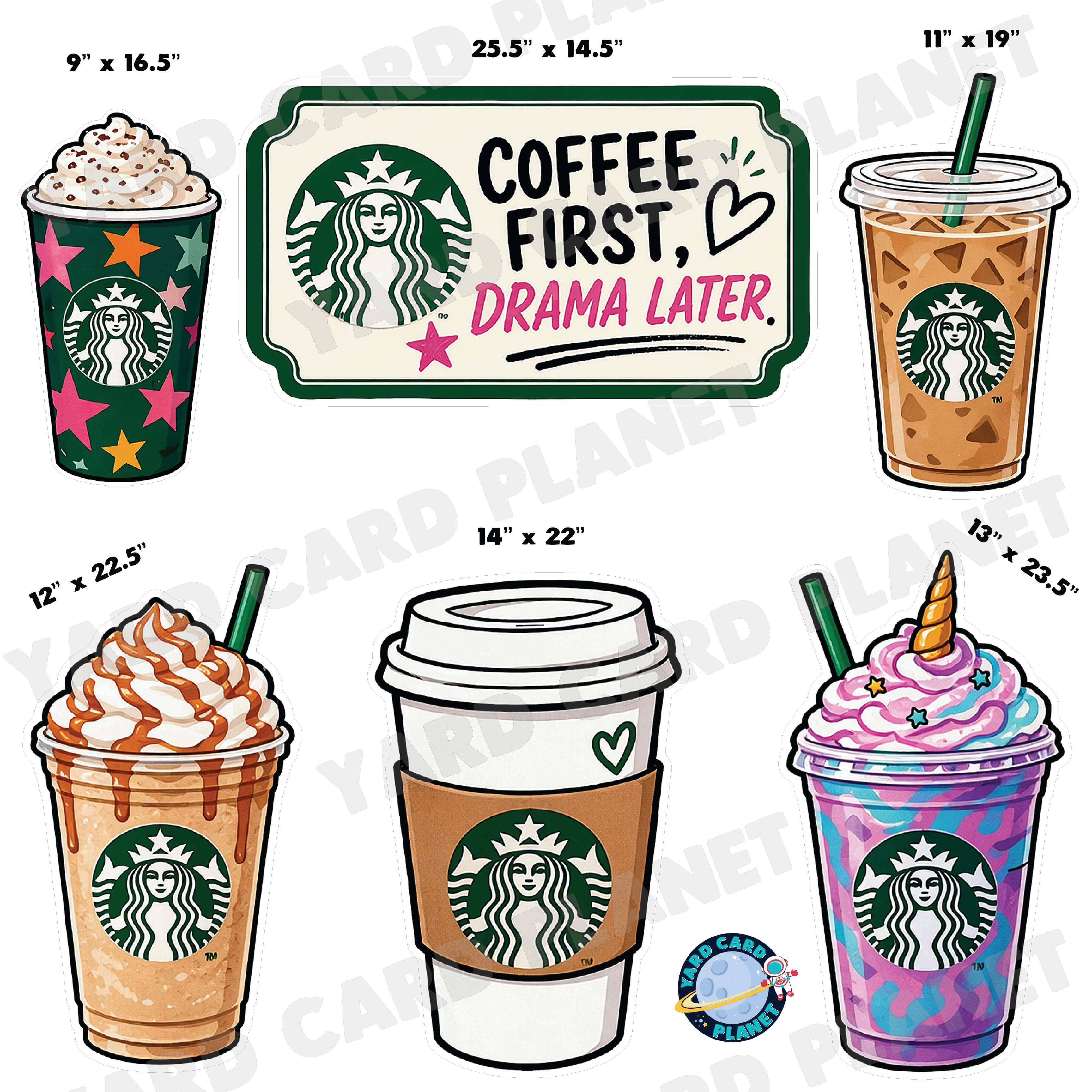 Coffee Lover Half Sheet Yard Card Flair Set