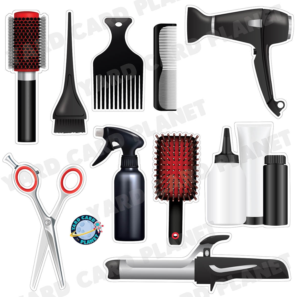 Hairdresser Half Sheet Yard Card Flair Set
