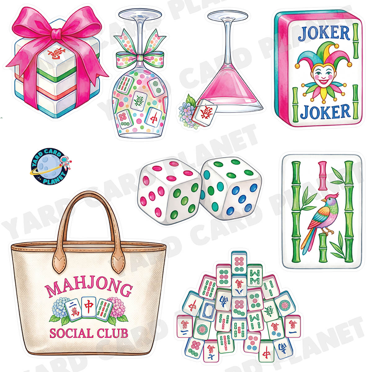 Mahjong Half Sheet Yard Card Flair Set
