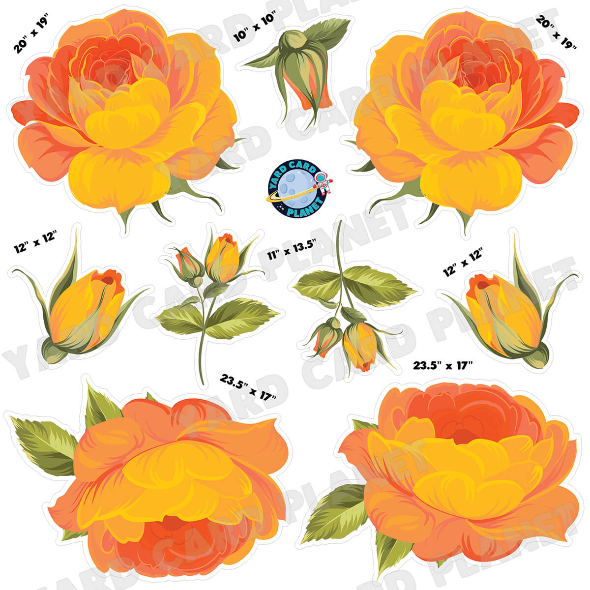 Elegant Orange Roses Half Sheet Yard Card Flair Set
