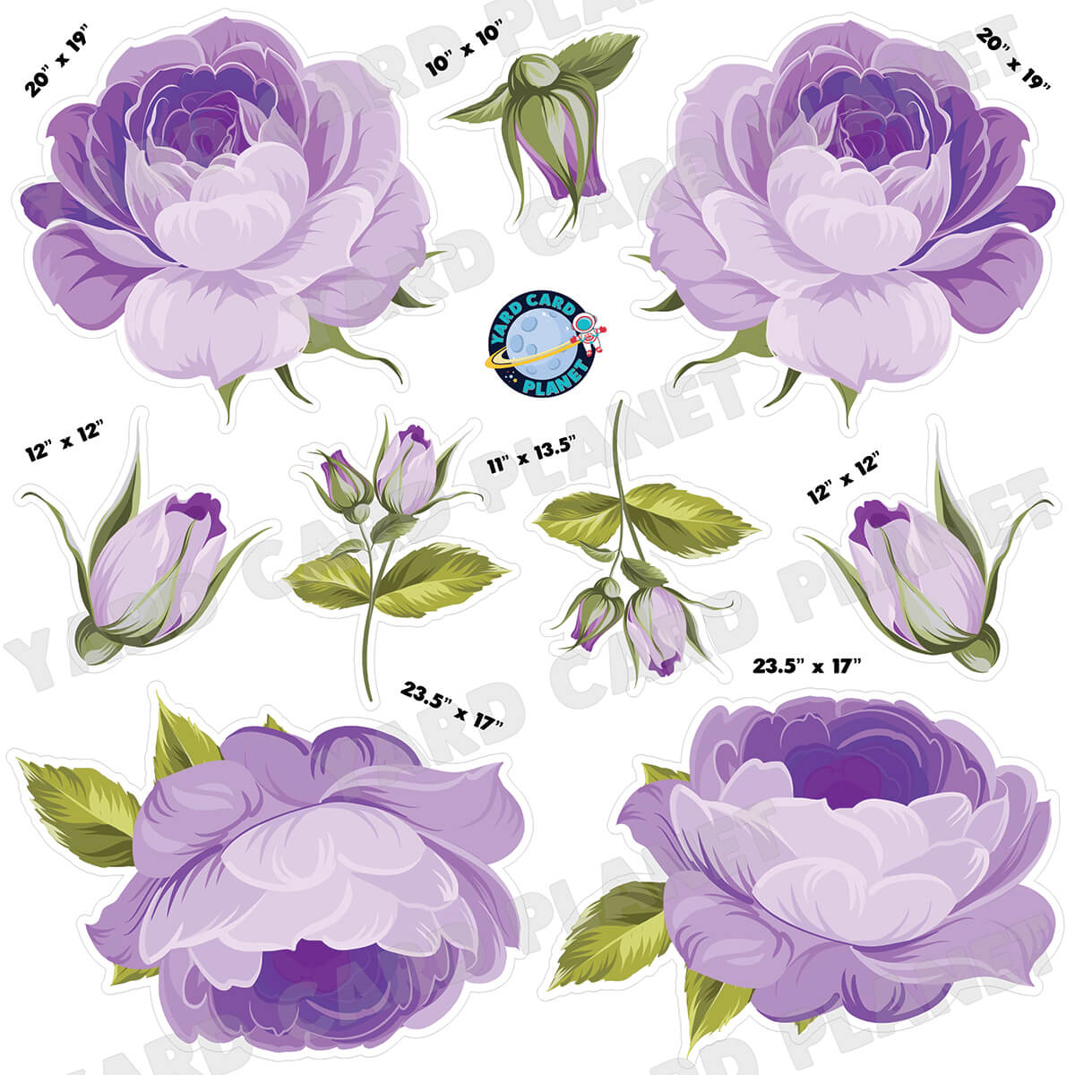Elegant Purple Roses Half Sheet Yard Card Flair Set