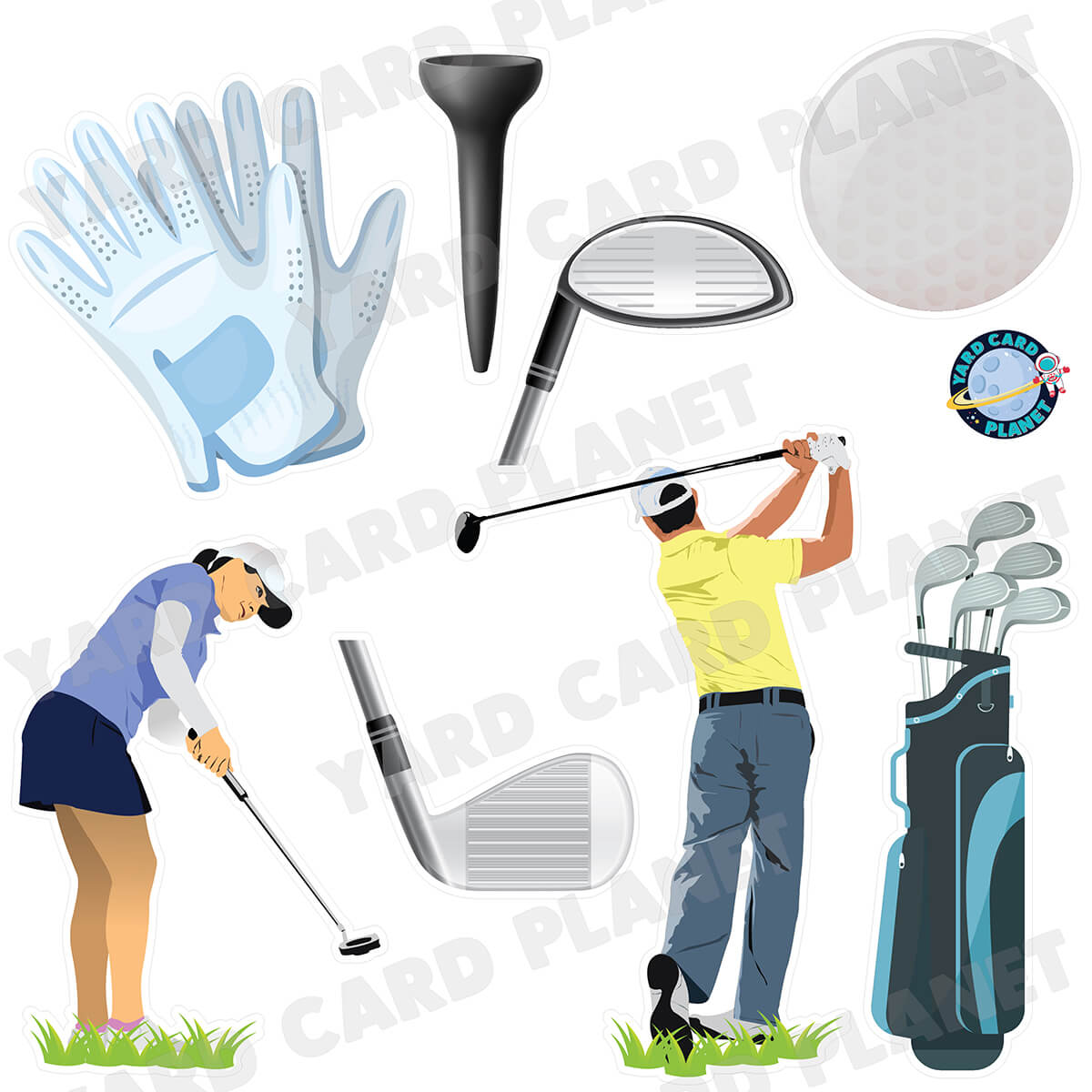 Golf Half Sheet Yard Card Flair Set