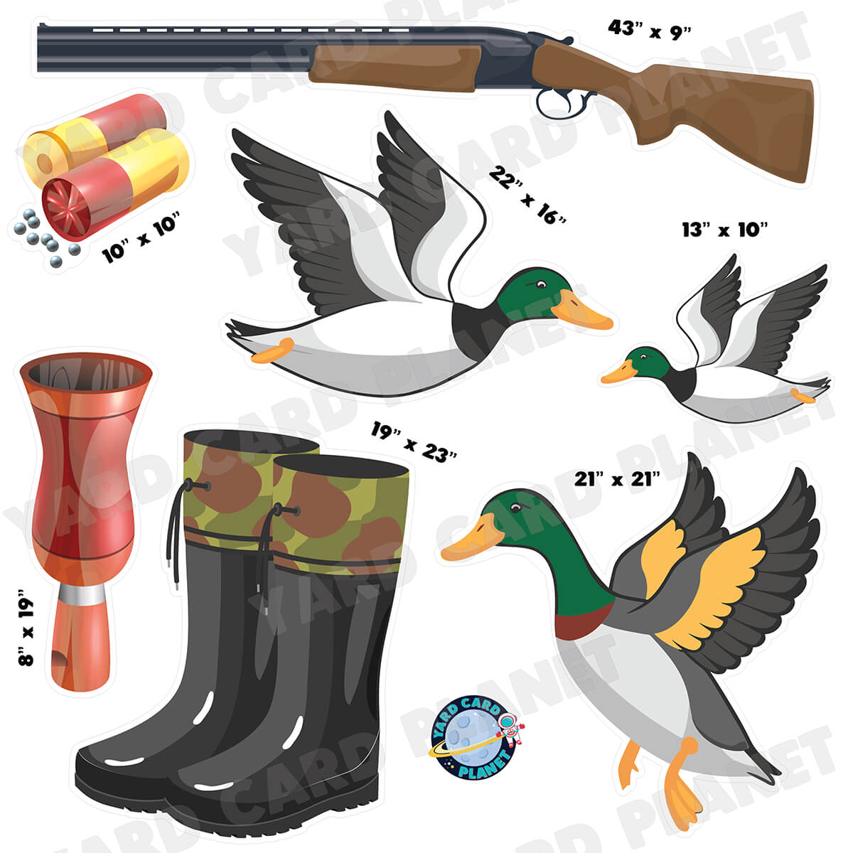 Duck Hunting Half Sheet Yard Card Flair Set