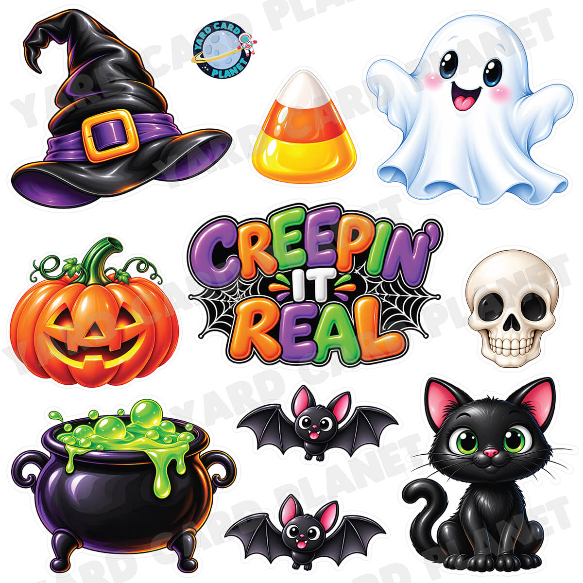 Halloween Creepin' It Real Half Sheet Yard Card Flair Set