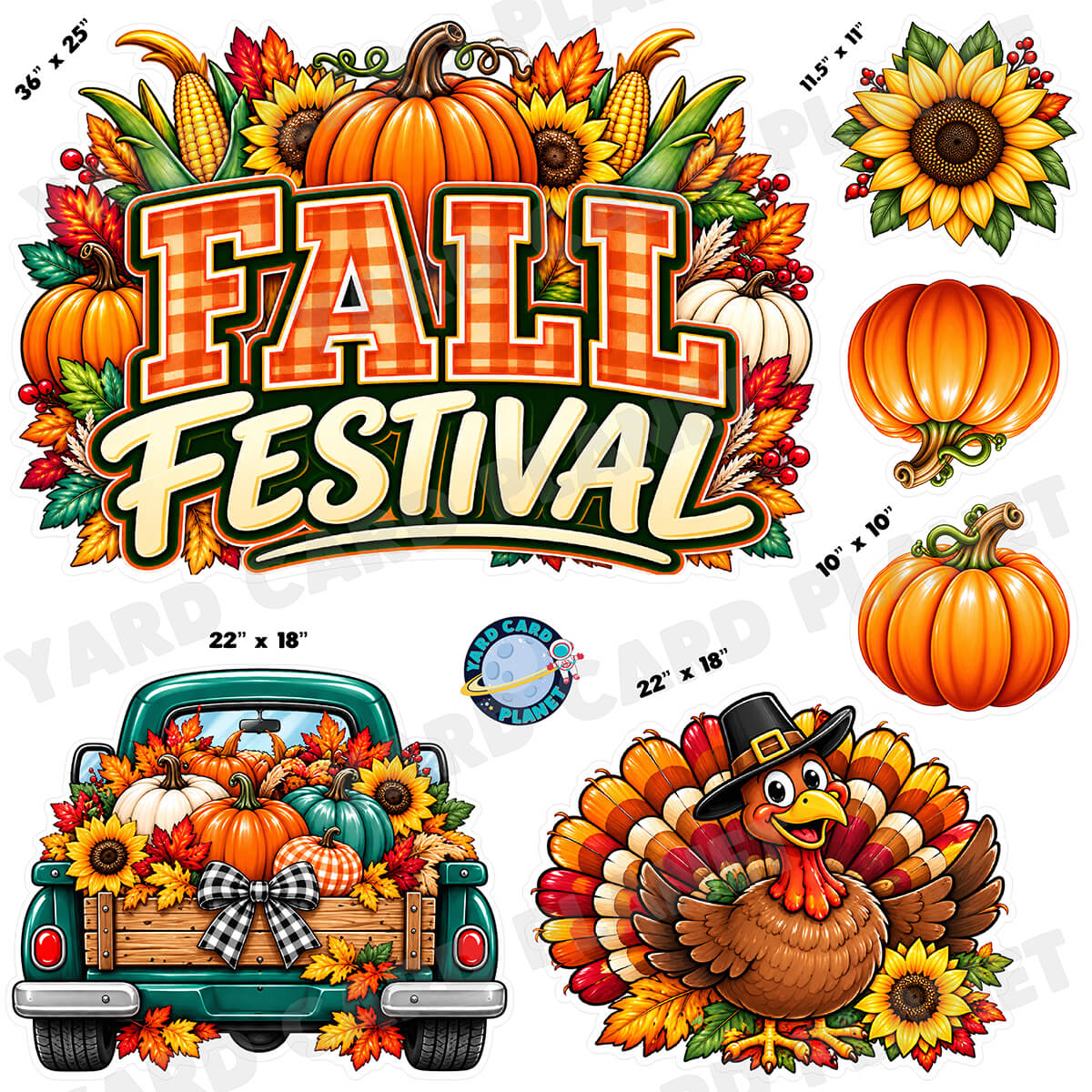 Fall Festival Half Sheet Yard Card Flair Set