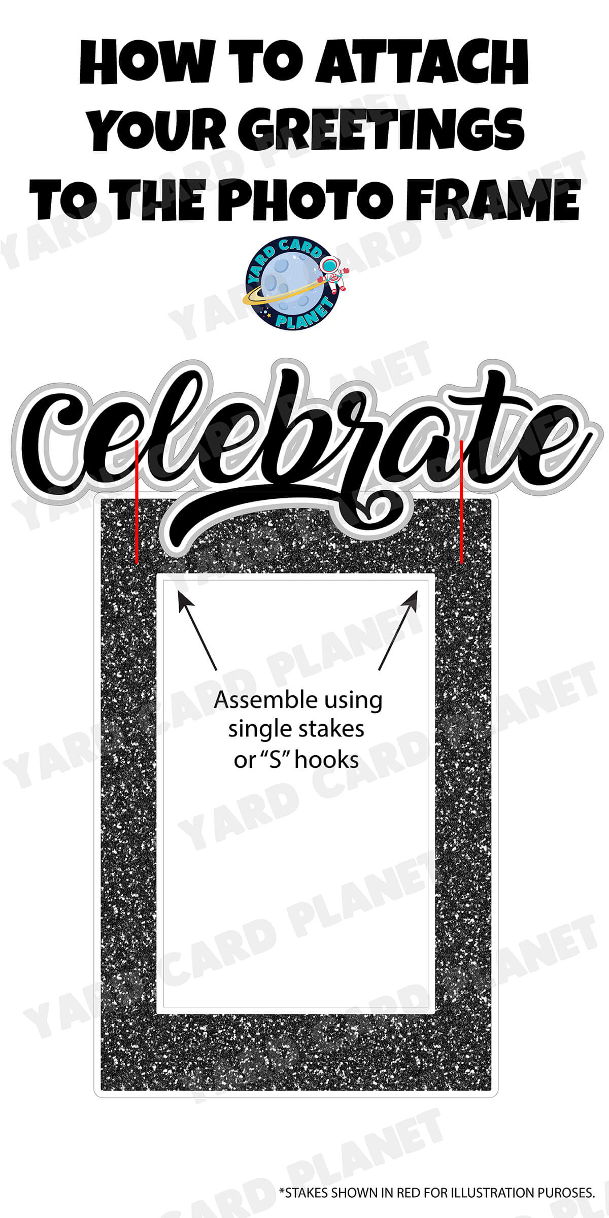 Silver and Gold Glitter Multi Purpose EZ Frame with Interchangeable Greetings and Matching Yard Card Flair Set