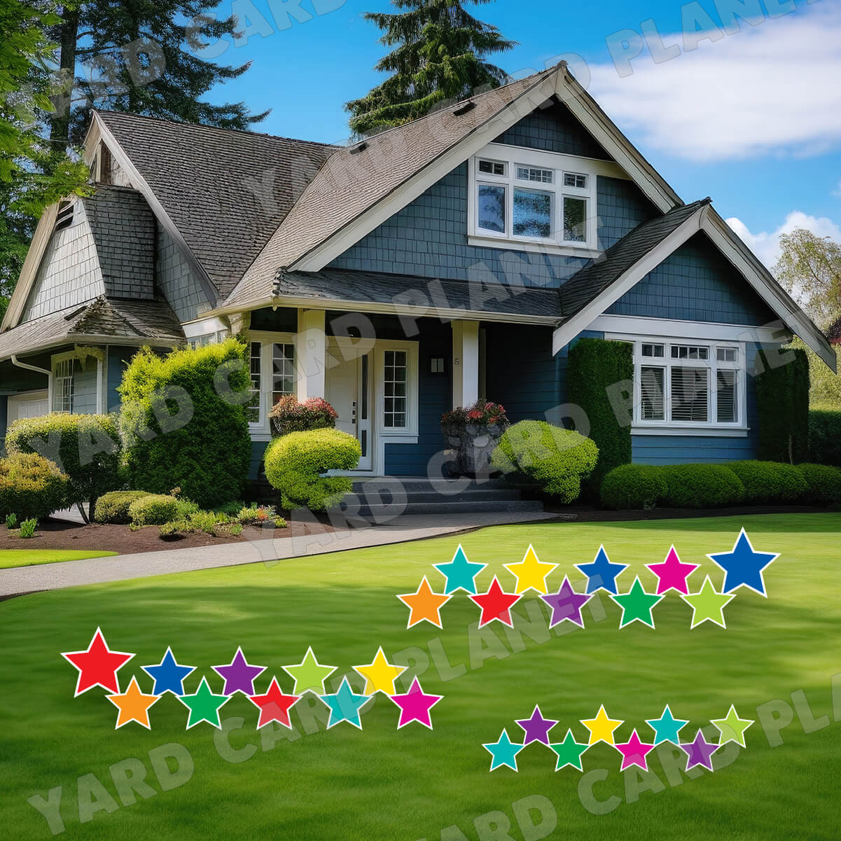 Bright Colorful Solid Stars Yard Card Flair Set