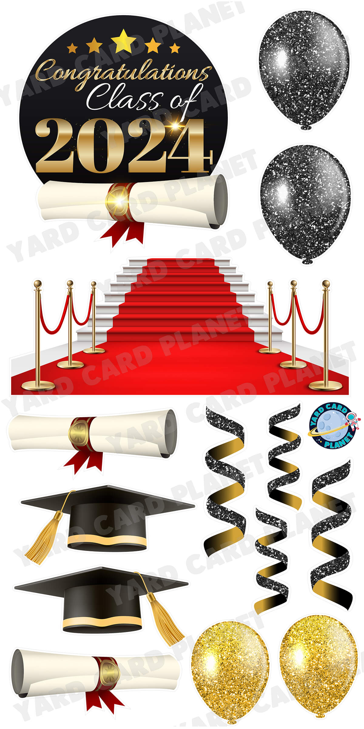 Congratulations Graduate EZ Quick Sign and Red Carpet Yard Card Flair Set