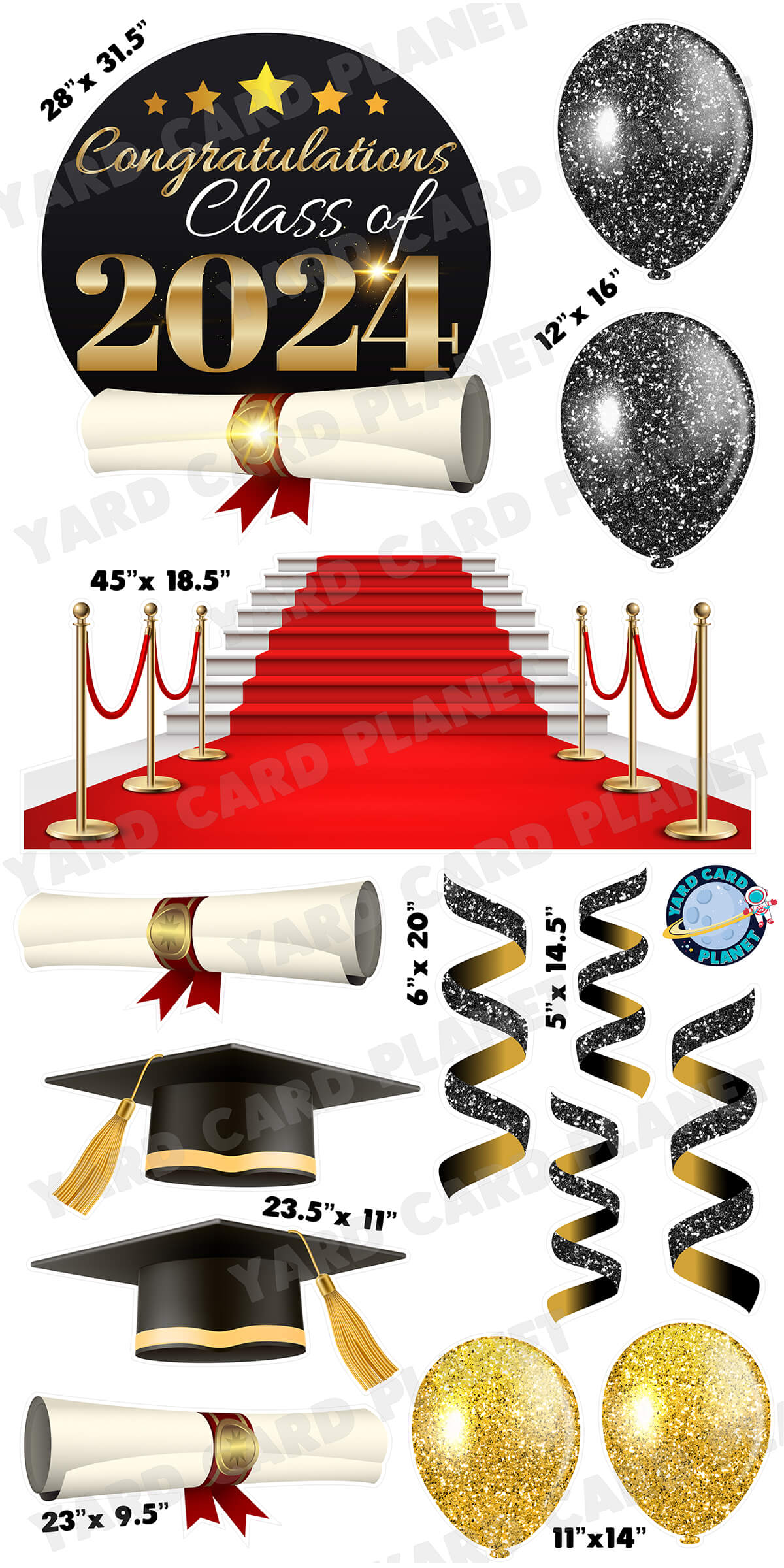 Congratulations Graduate EZ Quick Sign and Red Carpet Yard Card Flair Set