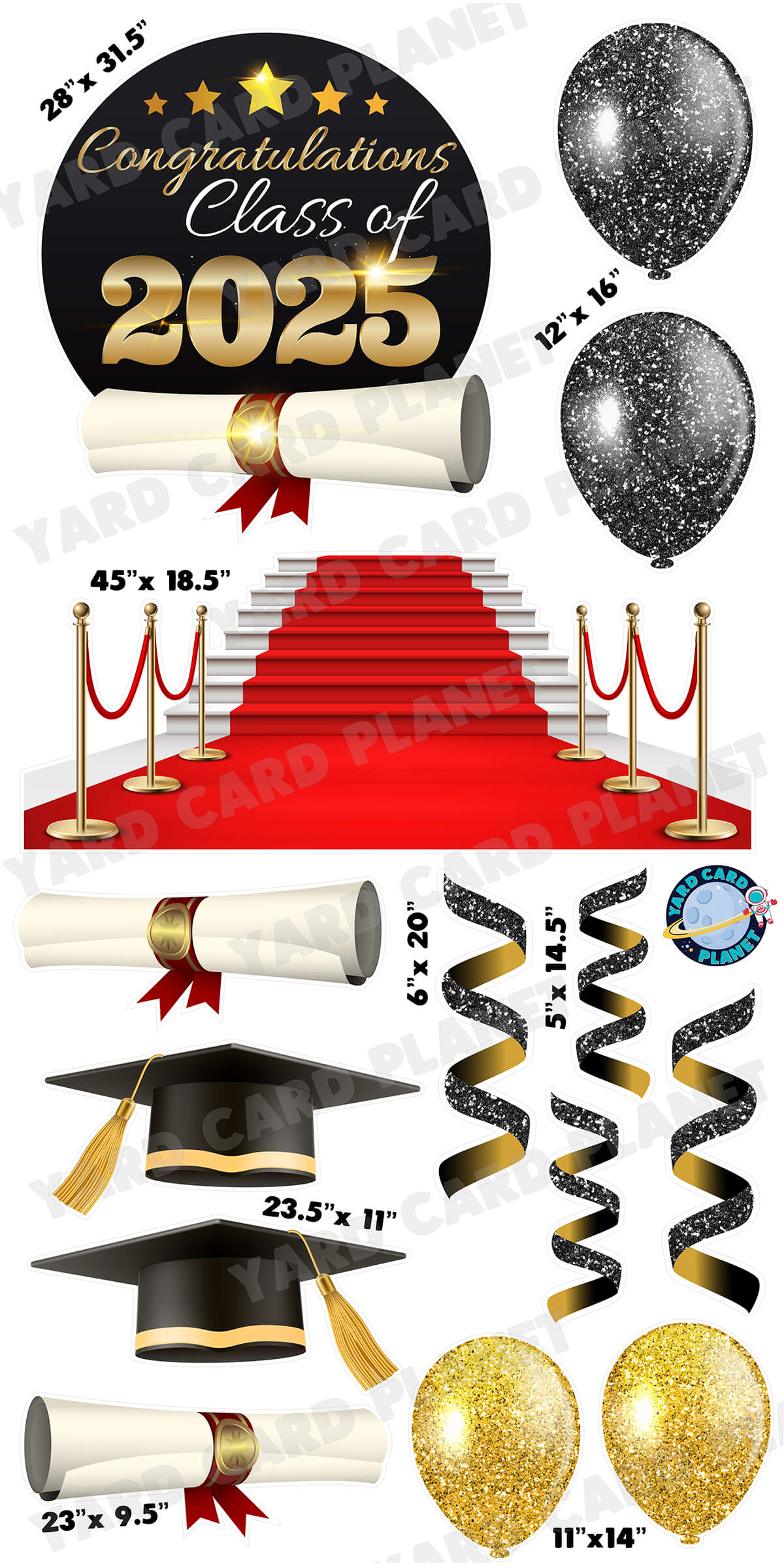 Congratulations Graduate EZ Quick Sign and Red Carpet Yard Card Flair Set