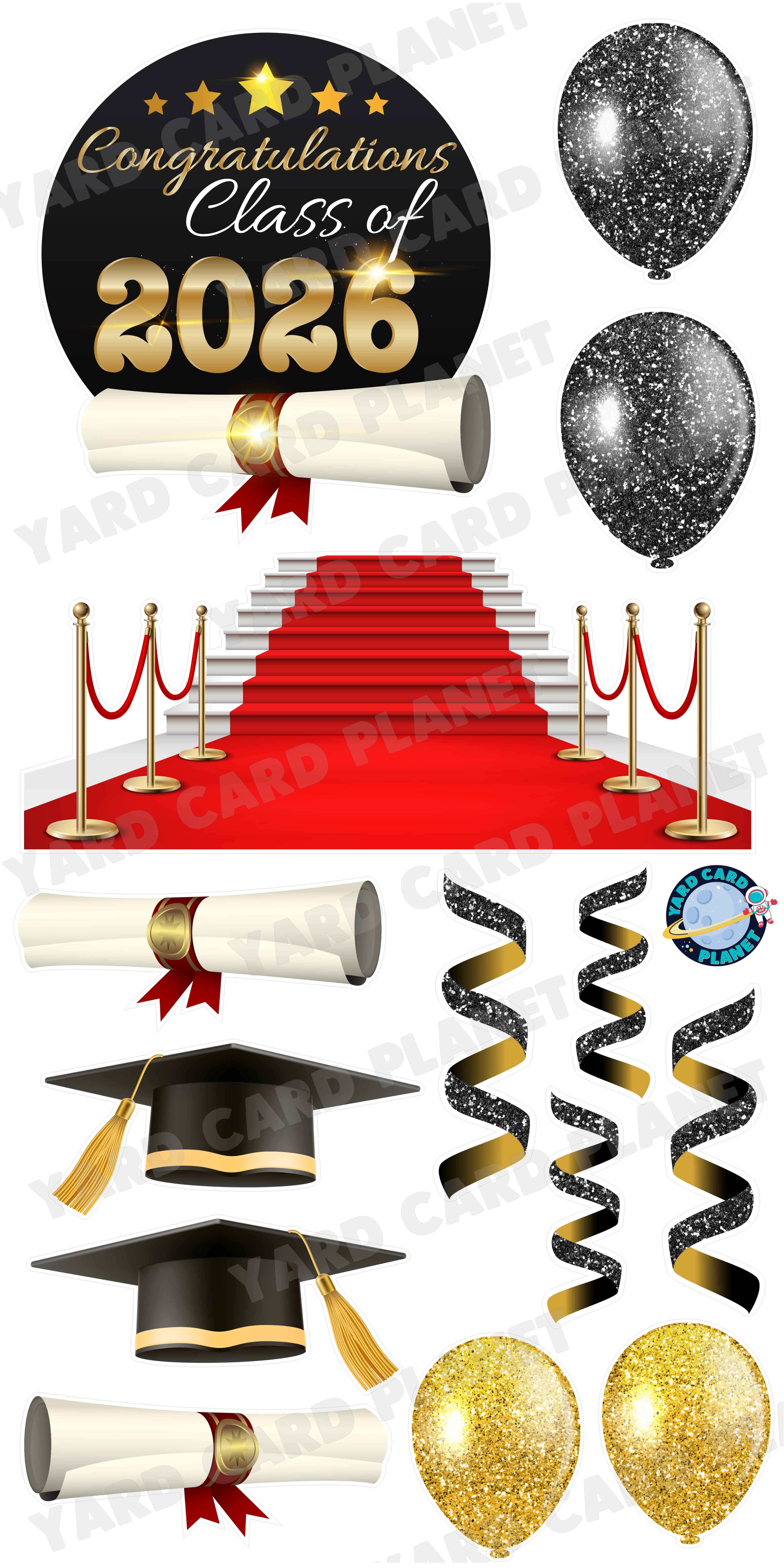 Congratulations Graduate EZ Quick Sign and Red Carpet Yard Card Flair Set