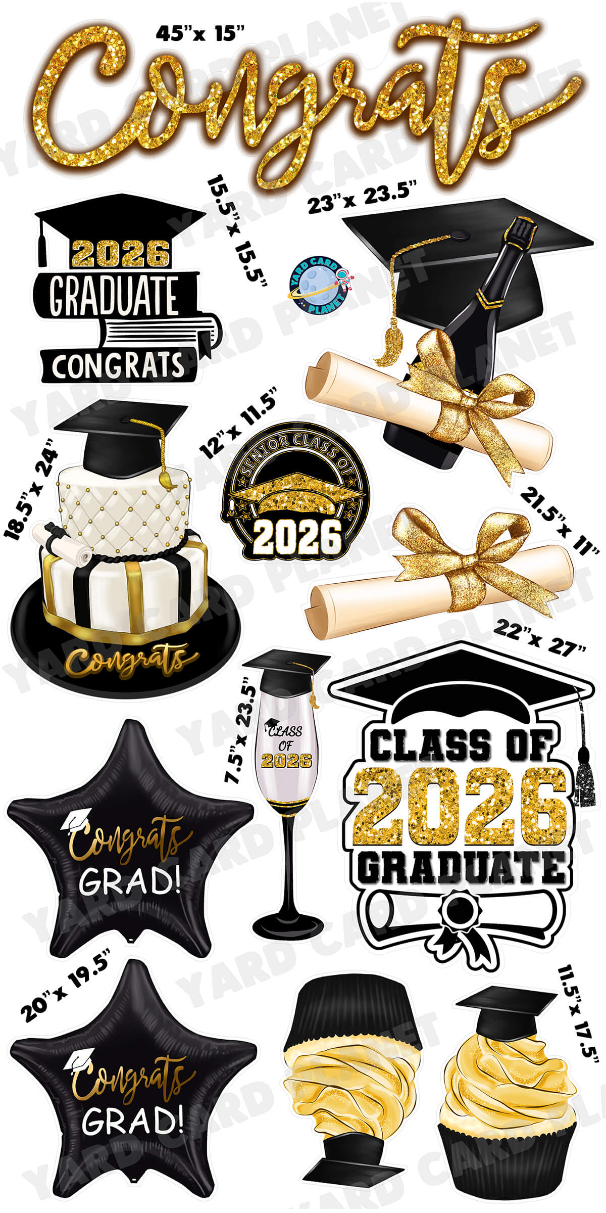 Sparkle Graduation Elements with Congrats EZ Quick Set, Signs and Yard Card Flair Set