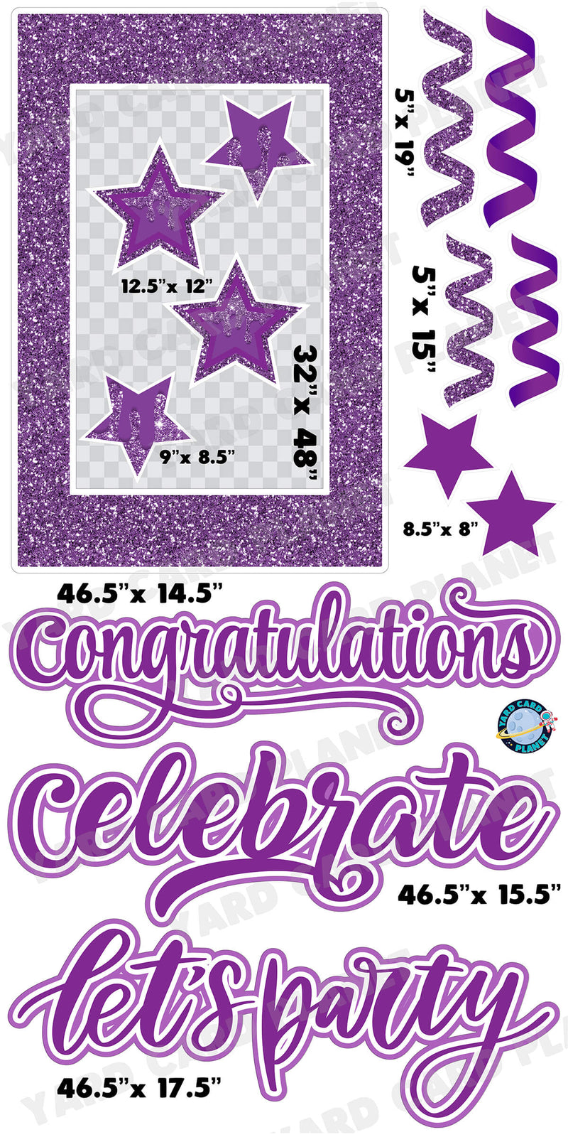 Purple Glitter Multi Purpose EZ Frame with Interchangeable Greetings and Matching Yard Card Flair Set