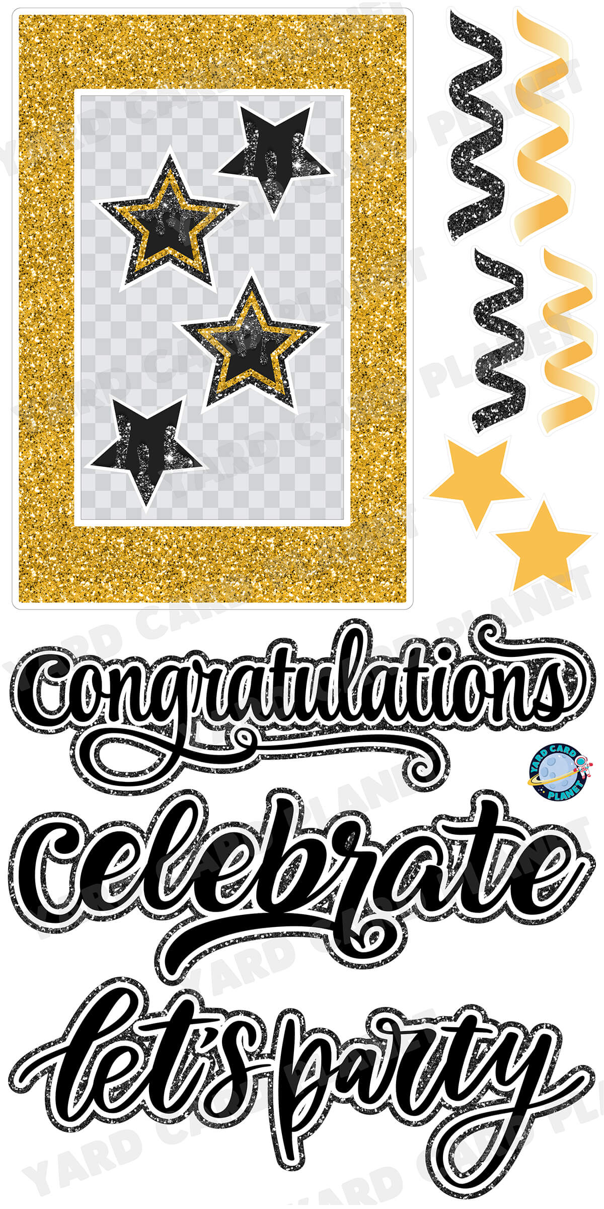 Congratulations Black & outlet Black Sequin Glitter Signes Half Sheet Yard Cards (F614HS)