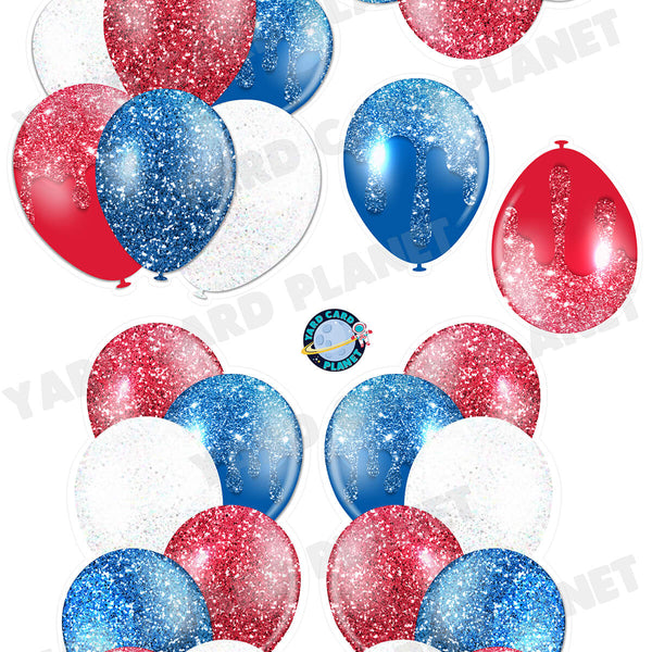 Navy Blue Glitter Balloon Towers, Bouquets and Singles Yard Card Set