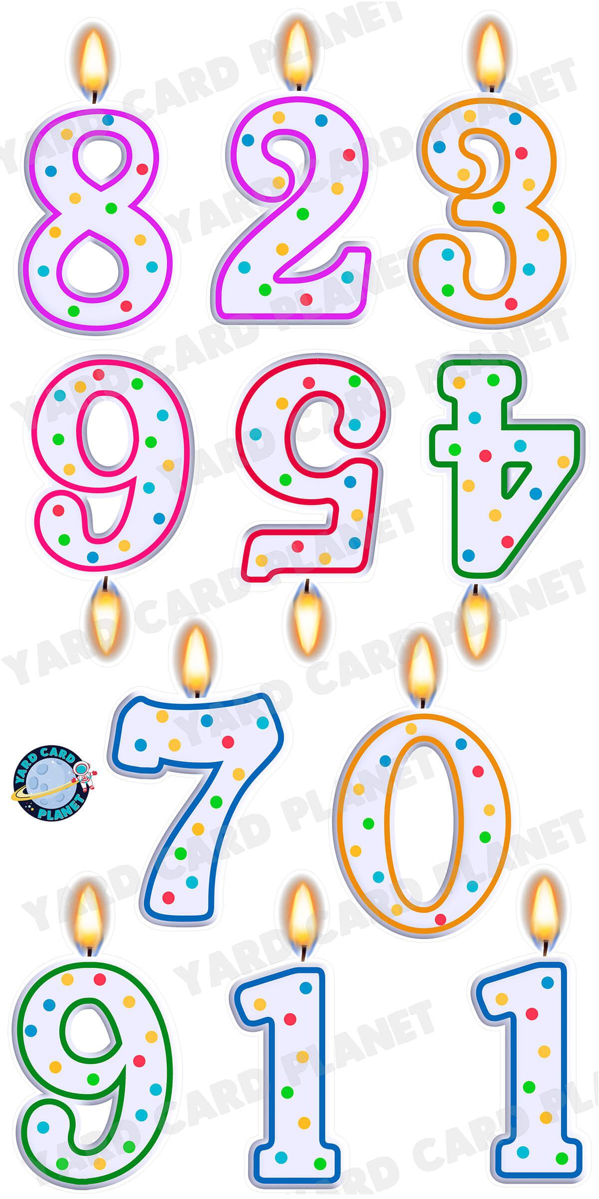 Birthday Candle Numbers Yard Card Flair Set