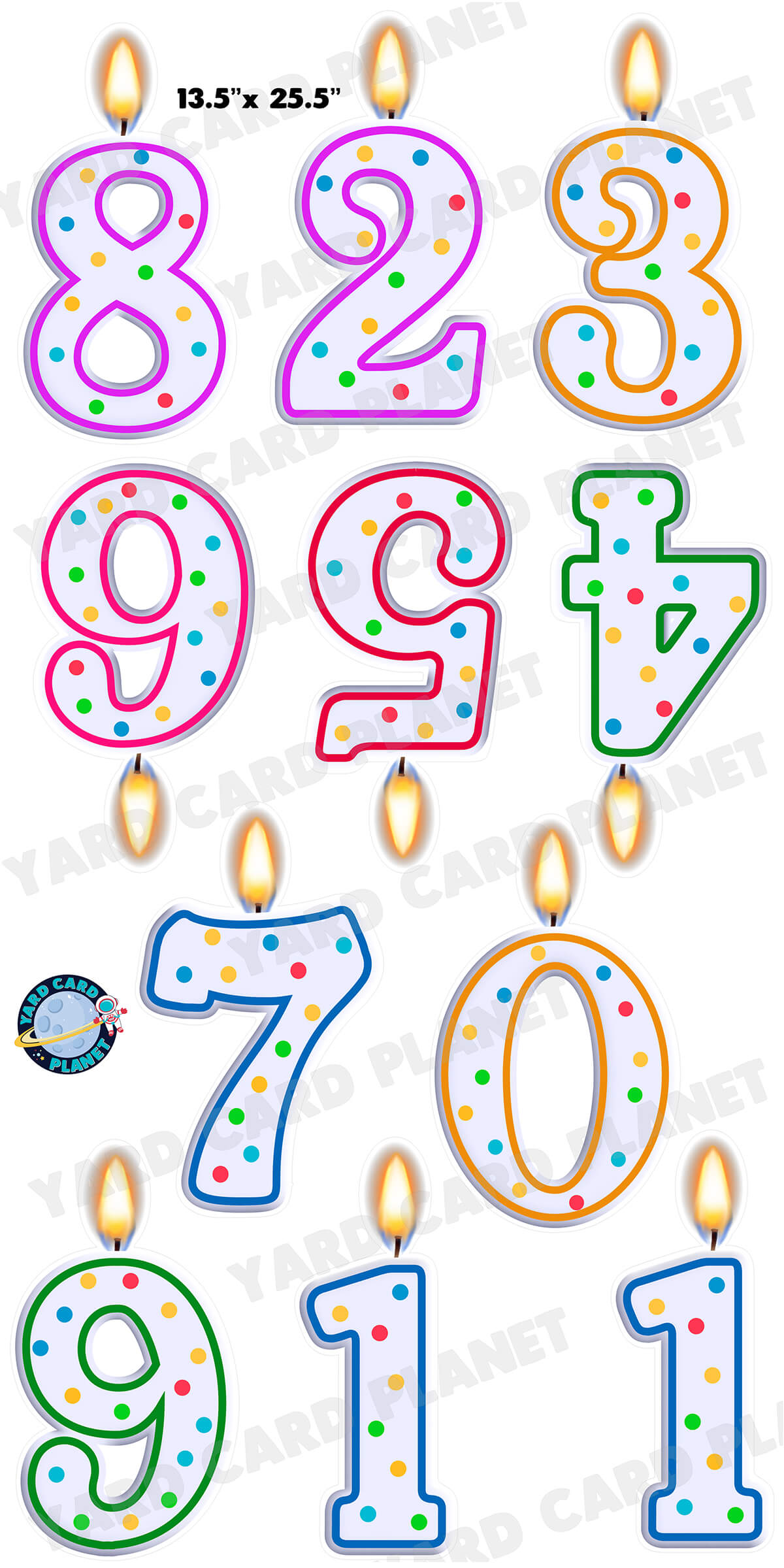 Birthday Candle Numbers Yard Card Flair Set