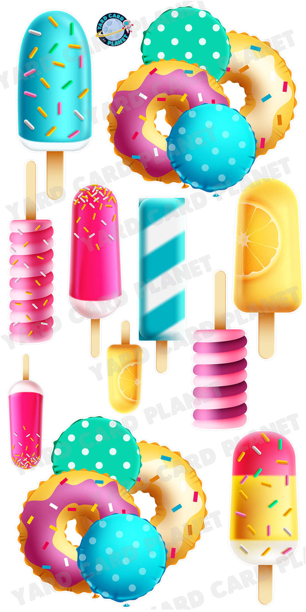 Popsicles and Sweet Treat Balloons Yard Card Flair Set