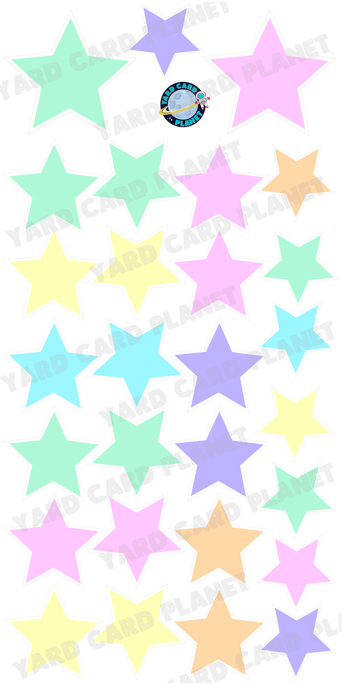 Pastel Colorful Solid Stars Yard Card Flair Set