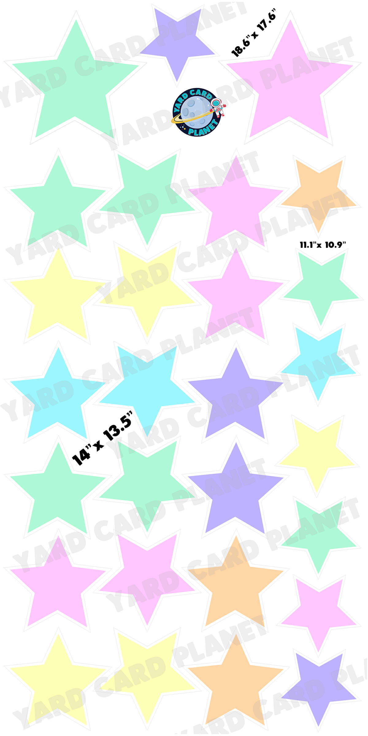 Pastel Colorful Solid Stars Yard Card Flair Set