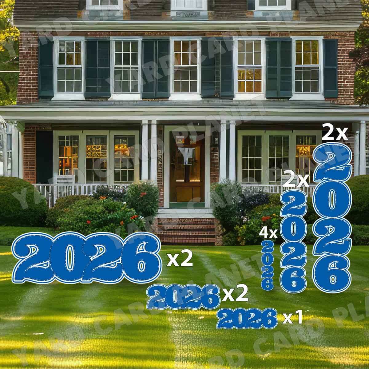 Blue Solid with Glitter Pattern Trim 2026 EZ Quick Signs and Towers Yard Card Set