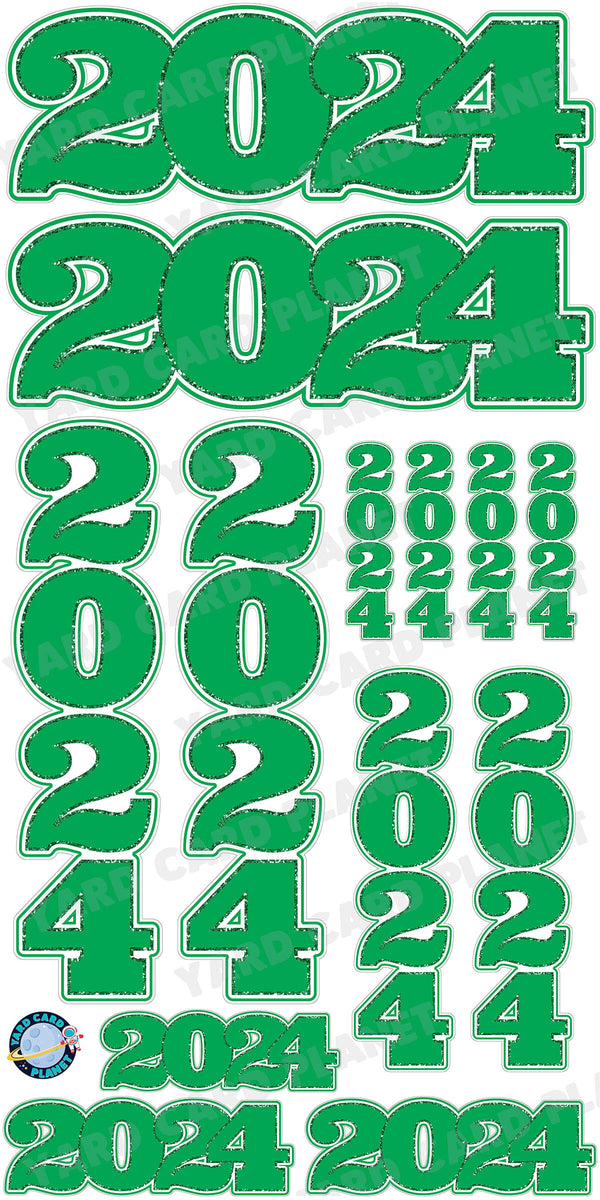 Green Solid with Glitter Pattern Trim 2024 EZ Quick Signs and Towers Yard Card Set