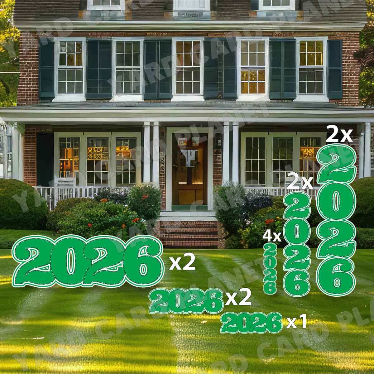 Green Solid with Glitter Pattern Trim 2026 EZ Quick Signs and Towers Yard Card Set