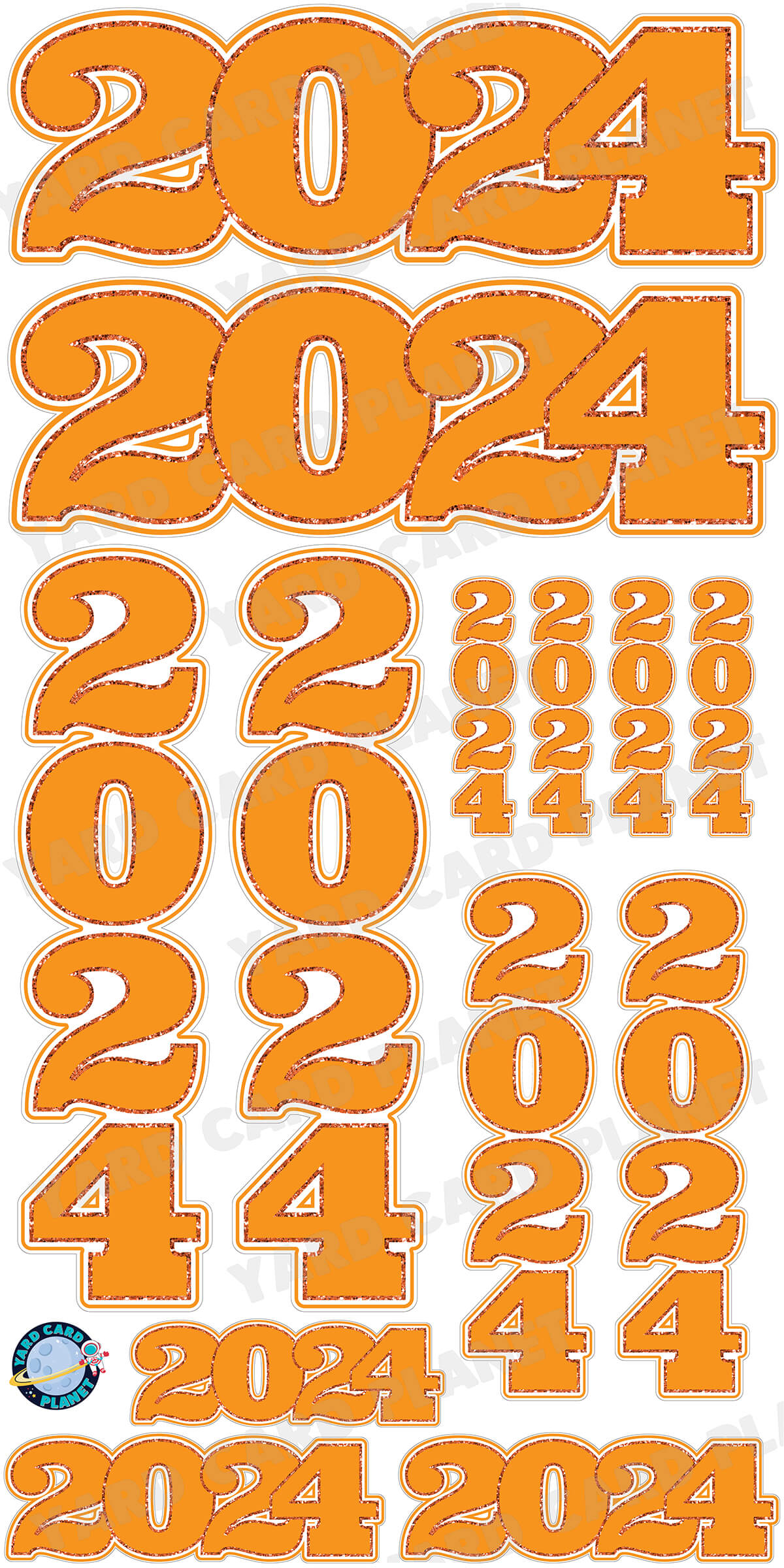 Orange Solid with Glitter Pattern Trim 2024 EZ Quick Signs and Towers Yard Card Set