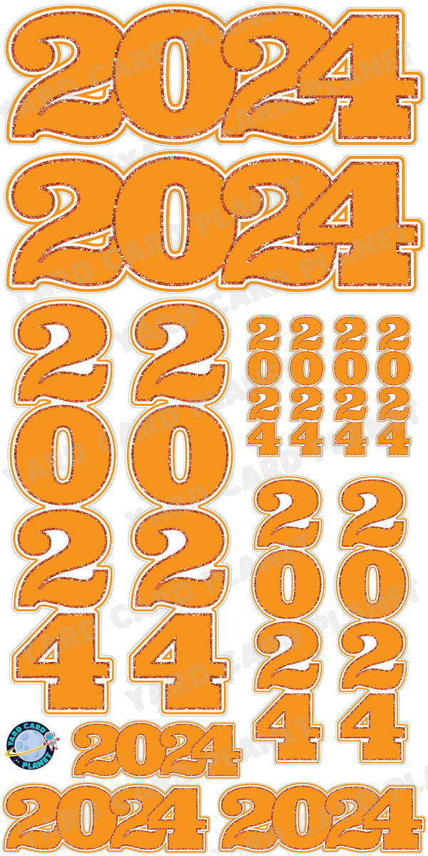 Orange Solid with Glitter Pattern Trim 2024 EZ Quick Signs and Towers Yard Card Set