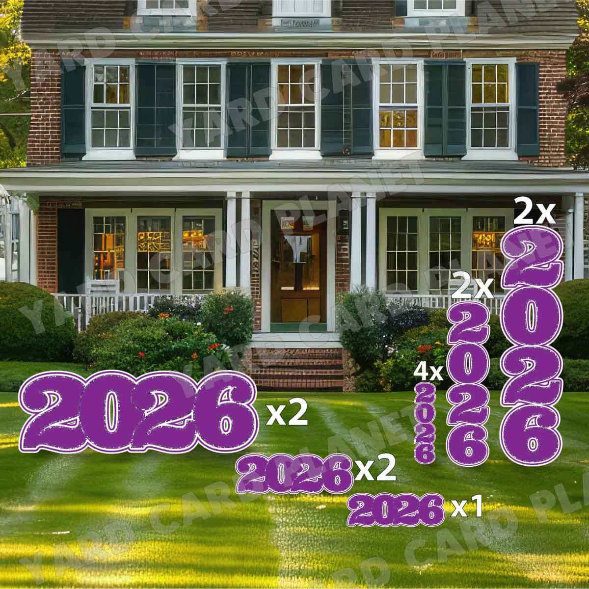 Purple Solid with Glitter Pattern Trim 2026 EZ Quick Signs and Towers Yard Card Set