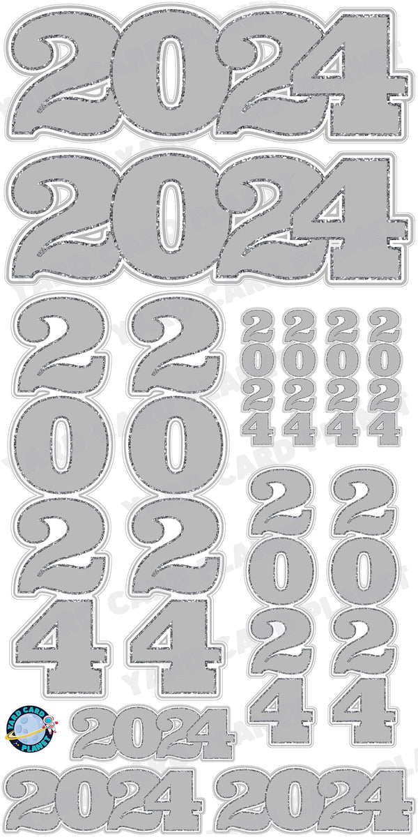 Silver Solid with Glitter Pattern Trim 2024 EZ Quick Signs and Towers Yard Card Set