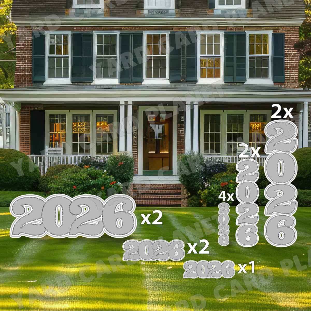 Silver Solid with Glitter Pattern Trim 2026 EZ Quick Signs and Towers Yard Card Set