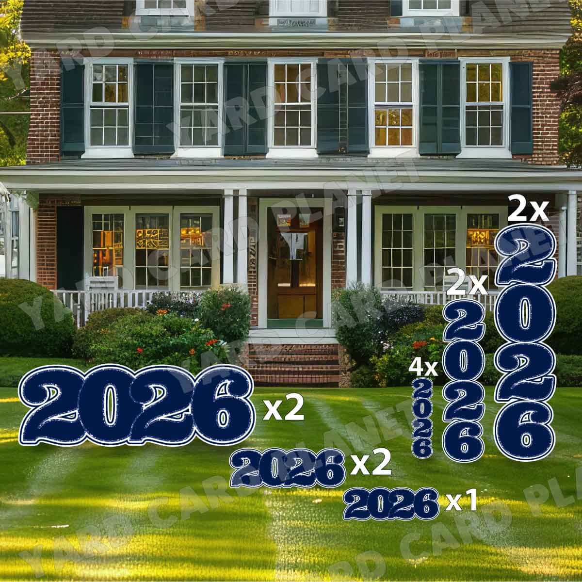 Navy Blue Solid with Glitter Pattern Trim 2026 EZ Quick Signs and Towers Yard Card Set