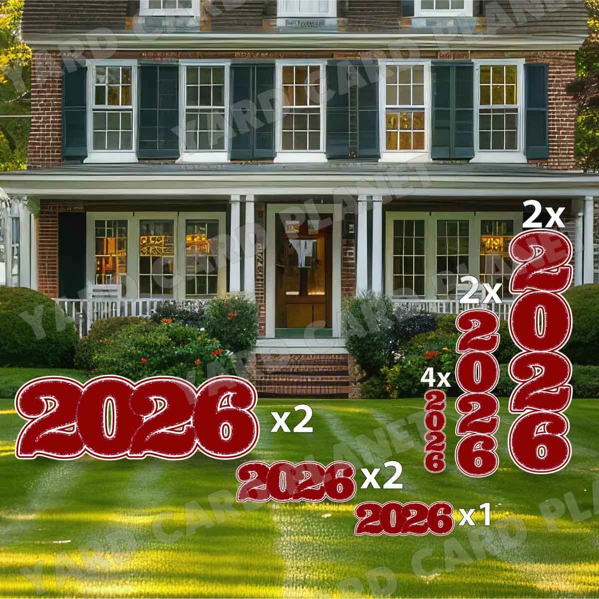 Maroon Solid with Glitter Pattern Trim 2026 EZ Quick Signs and Towers Yard Card Set