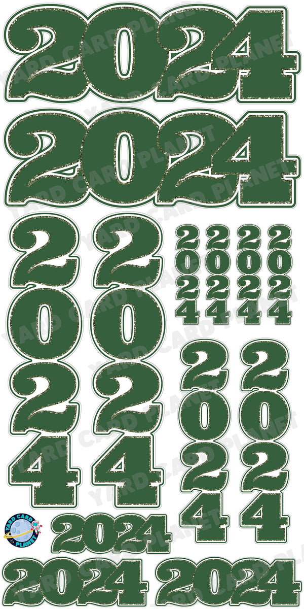 Hunter Green Solid with Glitter Pattern Trim 2024 EZ Quick Signs and Towers Yard Card Set