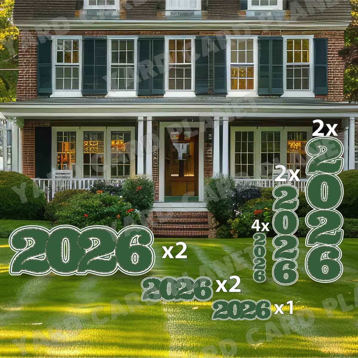 Hunter Green Solid with Glitter Pattern Trim 2026 EZ Quick Signs and Towers Yard Card Set