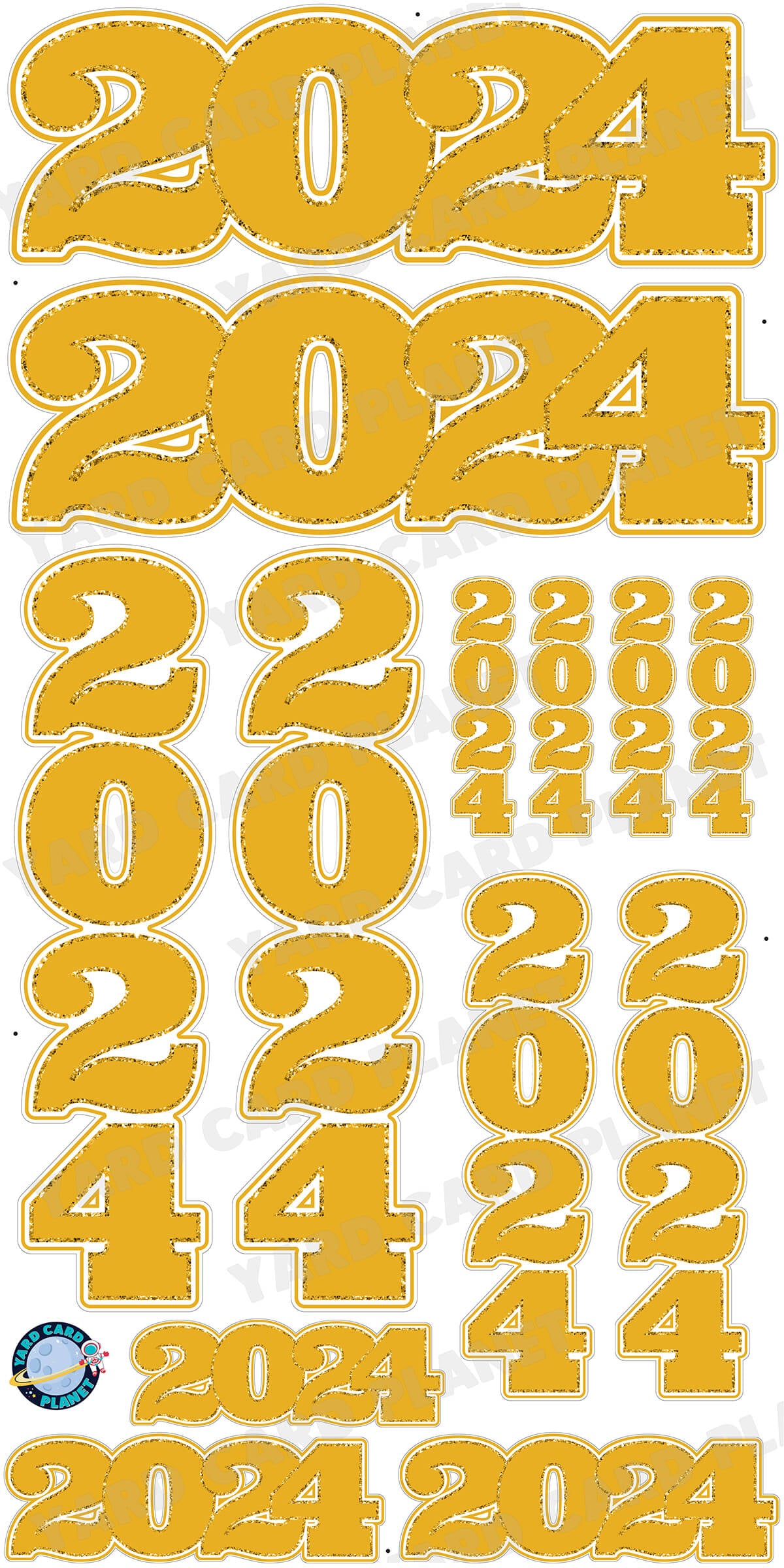 Gold Solid with Glitter Pattern Trim 2024 EZ Quick Signs and Towers Yard Card Set