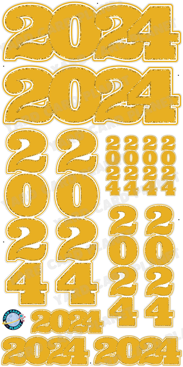 Gold Solid with Glitter Pattern Trim 2024 EZ Quick Signs and Towers Yard Card Set