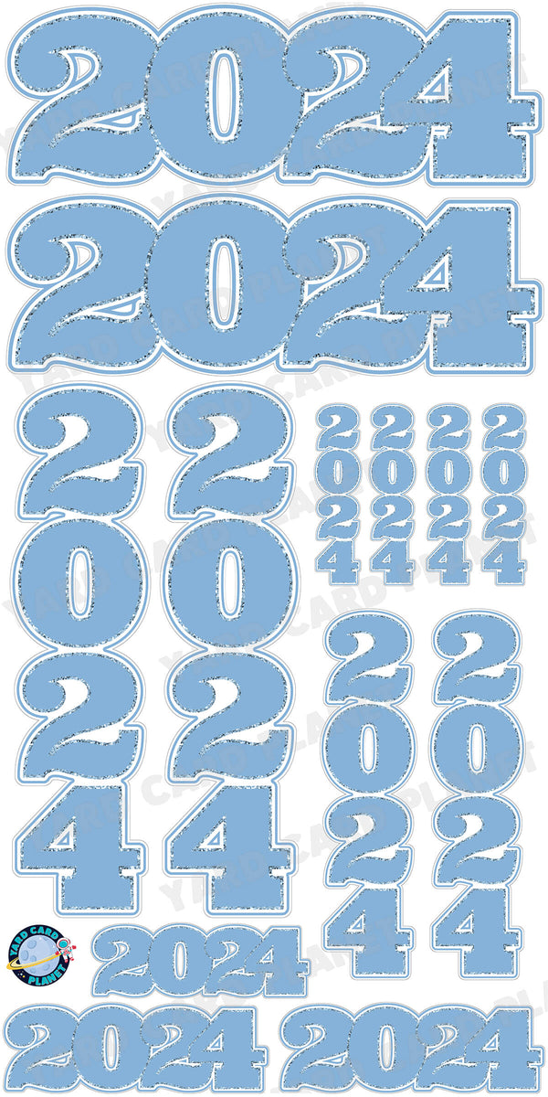 Baby Blue Solid with Glitter Pattern Trim 2024 EZ Quick Signs and Towers Yard Card Set